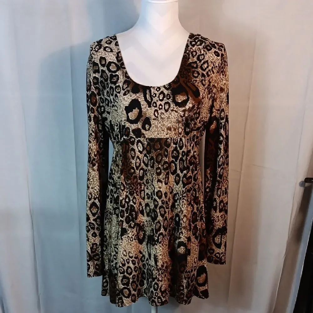 Leopard Print Long Sleeve Dress